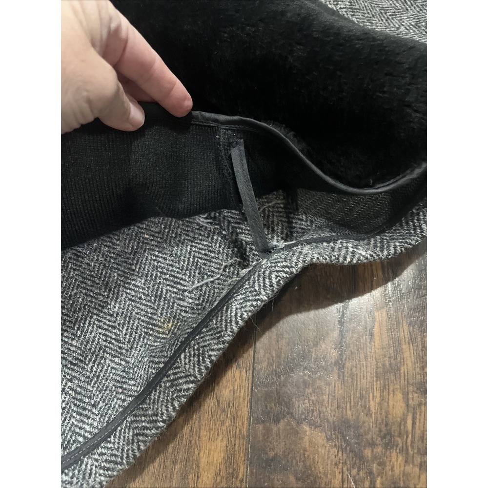 Vintage Botany Weather Topper Coat / Overcoat 40 Long Herringbone Faux Fur Lined - Picture 11 of 13